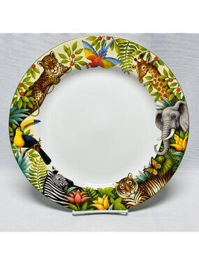 Stephanie Stouffer Sakura 12" Jungle Animals Stoneware Chop Plate